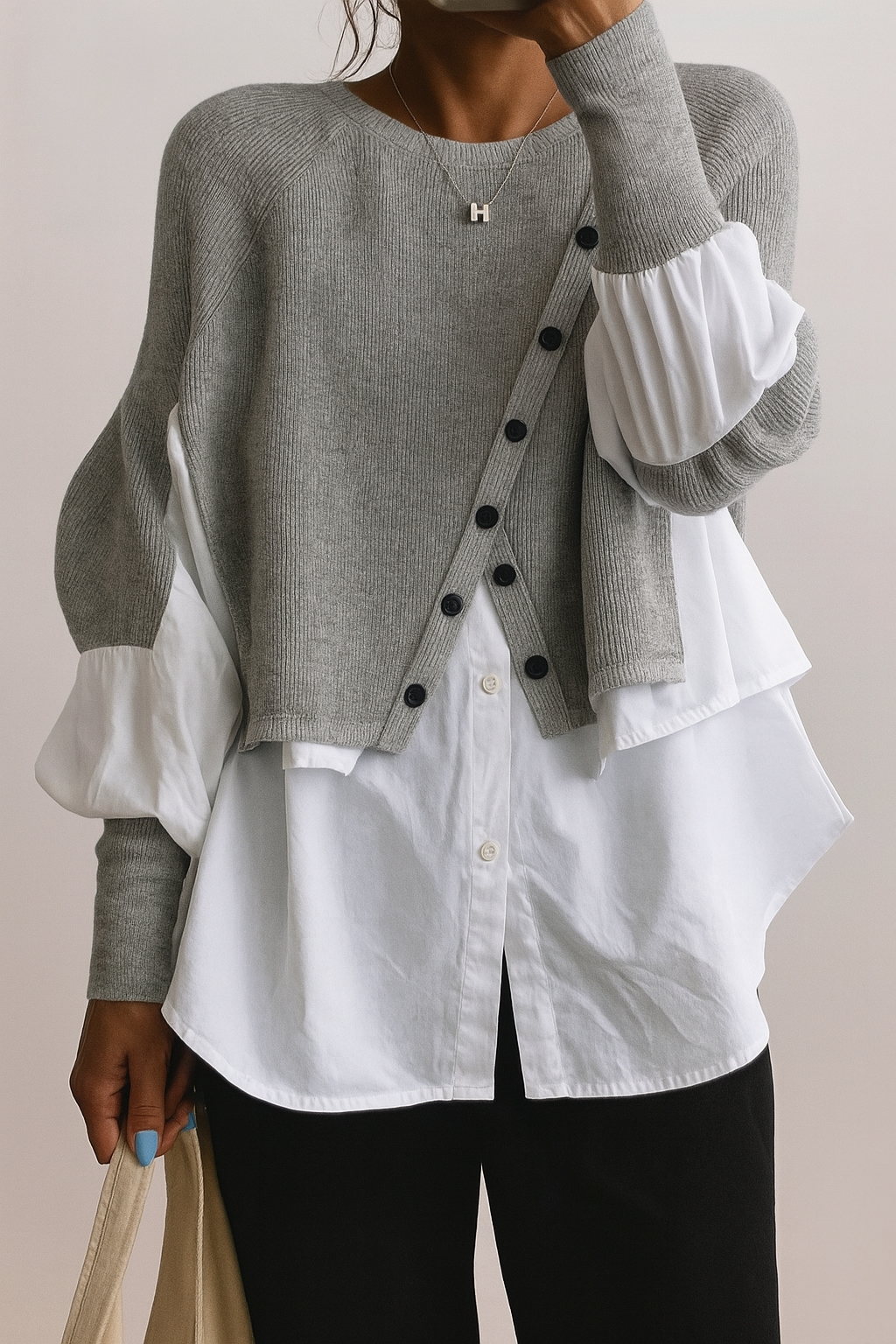 To-i-én Pullover mit weißem Blusenrand