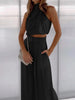 Luxurious two-piece set with elegant top and flared trousers