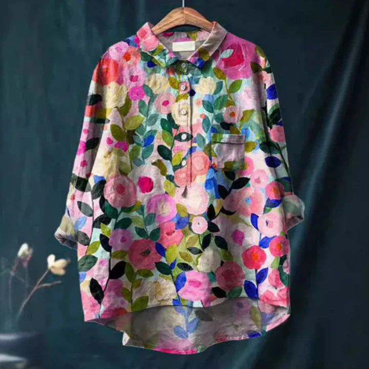 Sommerlig Bluse med Blomstertrykk