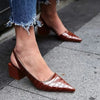 Orthopedic brown pumps with block heel