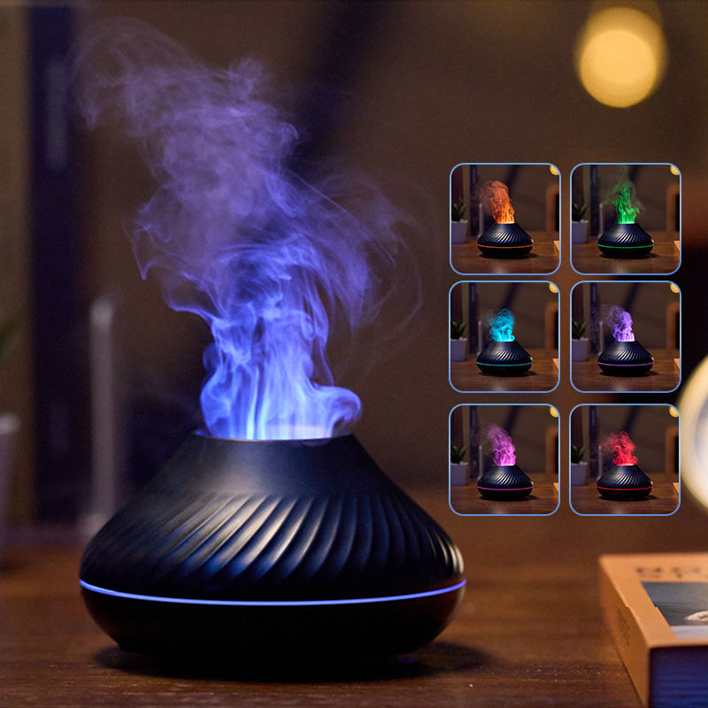 Flammediffuser med RGB-lys, 130 ml og 6 til 9 timers drift
