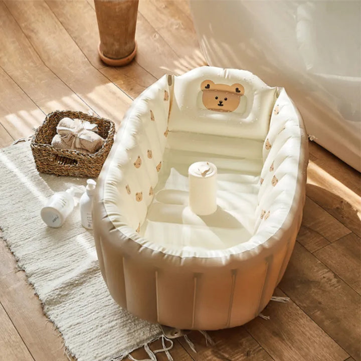 Oppblåsbart badekar for baby, for reise