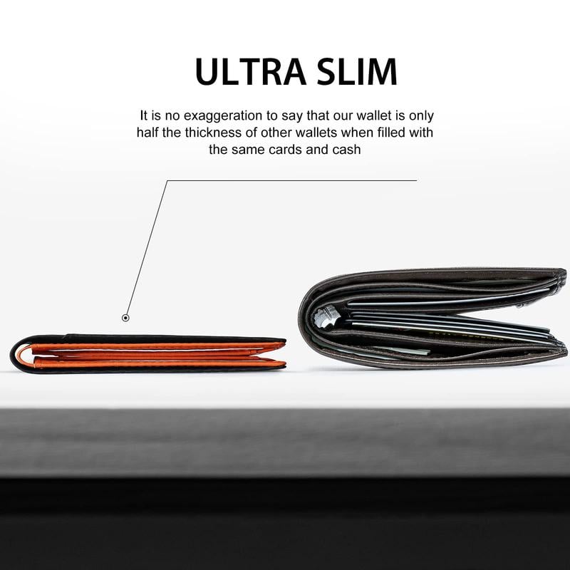Slank RFID-lommebok for menn | Kortholder i skinn | Svart