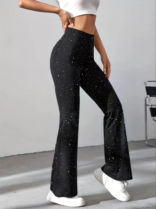 Flared Pants in Glitter Fabric