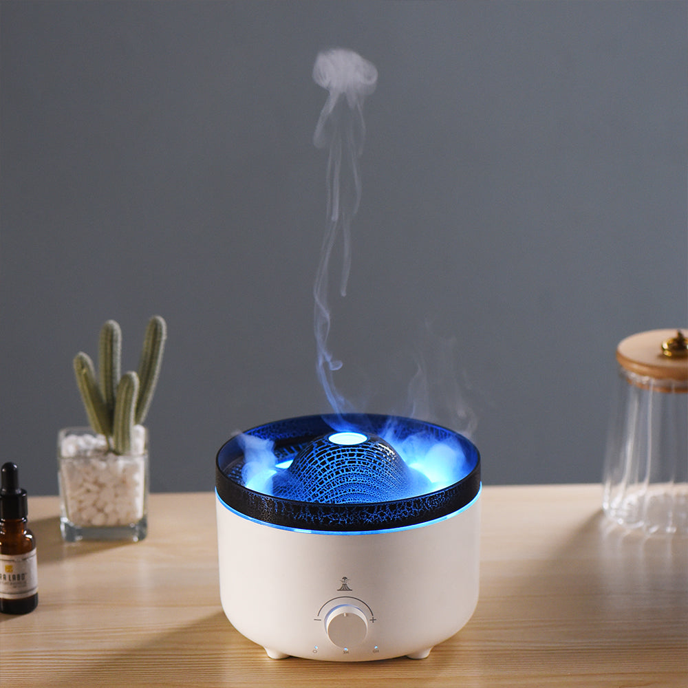 Vulkandiffuser med fjernkontroll og oransje-blå flamme