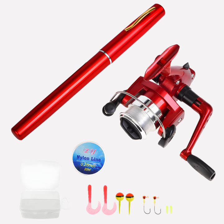 Mini Fiskestang + Hjul, Portabel Mini Teleskopisk Lomme Pen