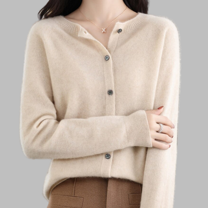 Women's cardigan with O-neck