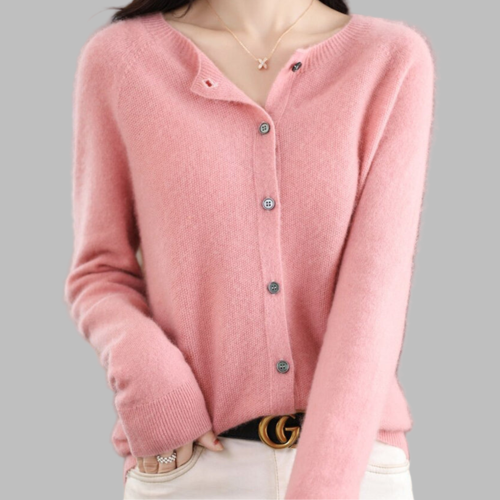 Women's cardigan with O-neck