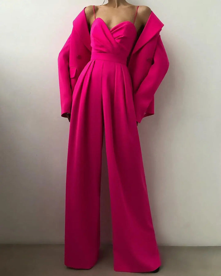 Ermeløs Jumpsuit med Høy Liv og Brede Bukser