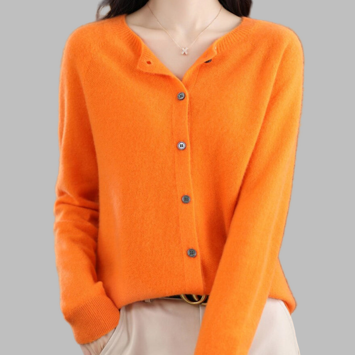 Women's cardigan with O-neck