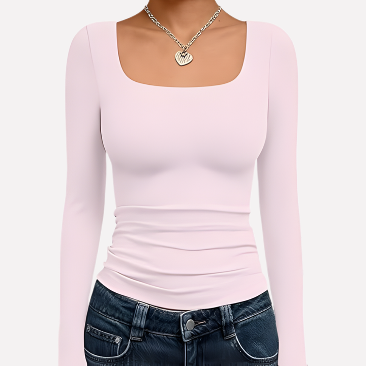 Kvinners Firkantet Hals Langermet Crop Top
