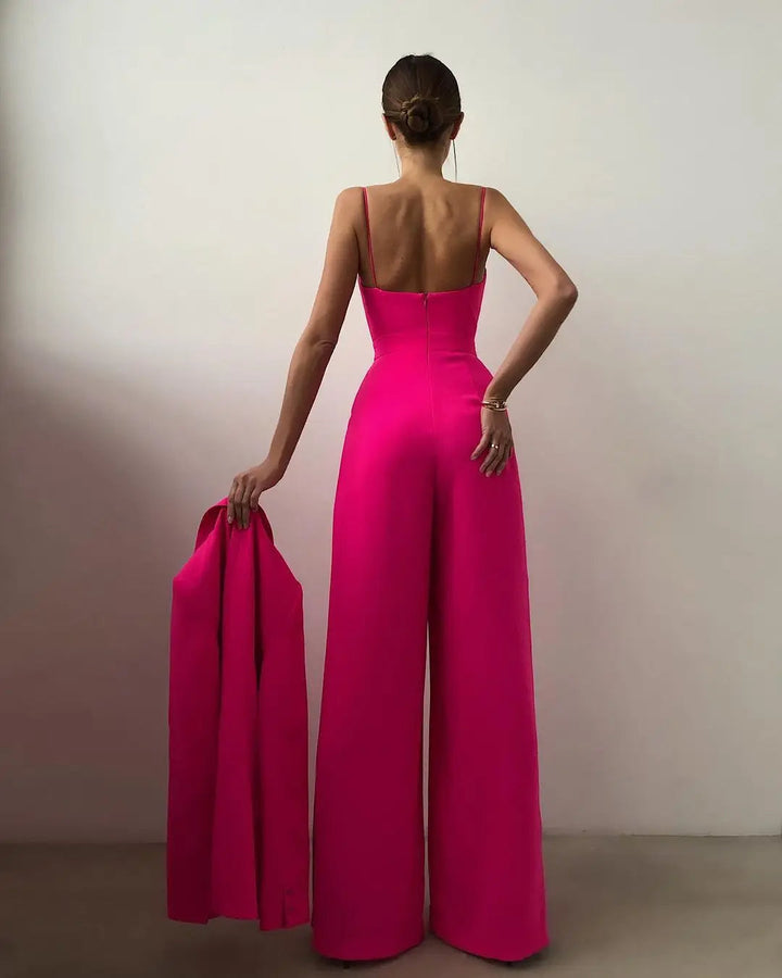 Ermeløs Jumpsuit med Høy Liv og Brede Bukser