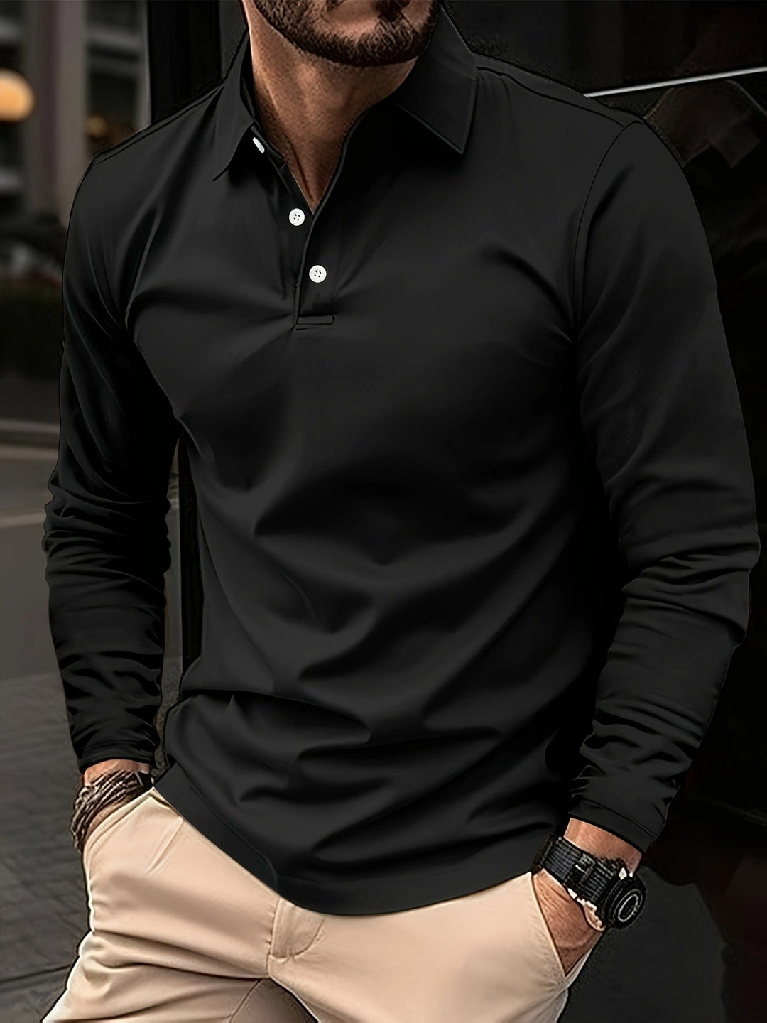 Long-sleeved men's polo for style and comfort
