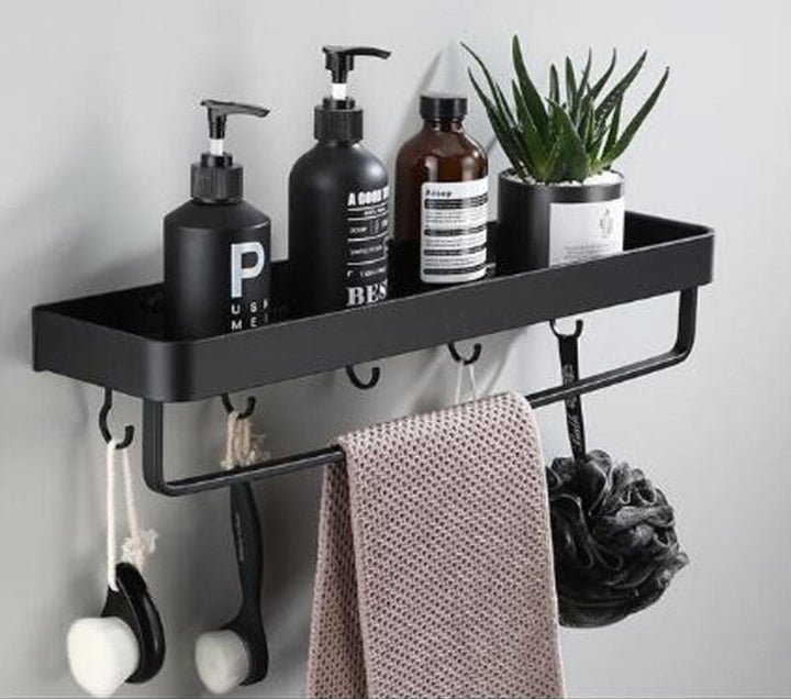 Svart vegghylle i romaluminium