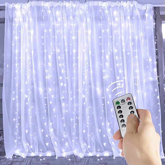 LED-lysgardin med USB og fjernkontroll