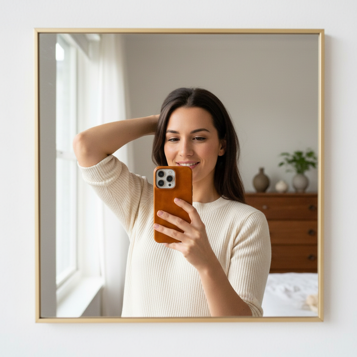 Deksel i ekte lær med oljevoks for Apple iPhone