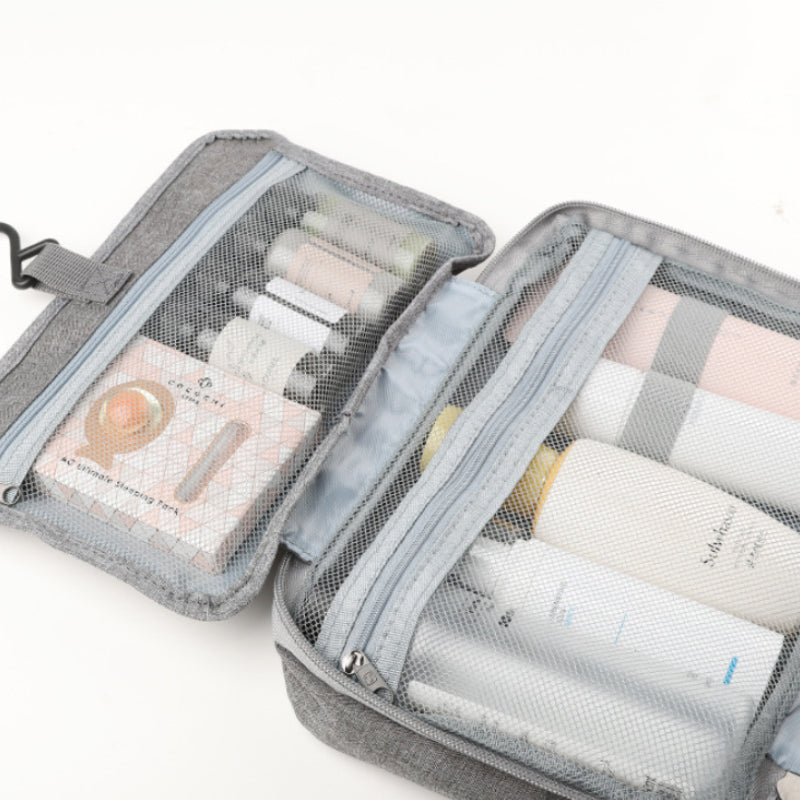 Travelique Reisekosmetikkveske | Kompakt og Vanntett | Med 4 Rom og 360° Krok | For Kvinner og Menn