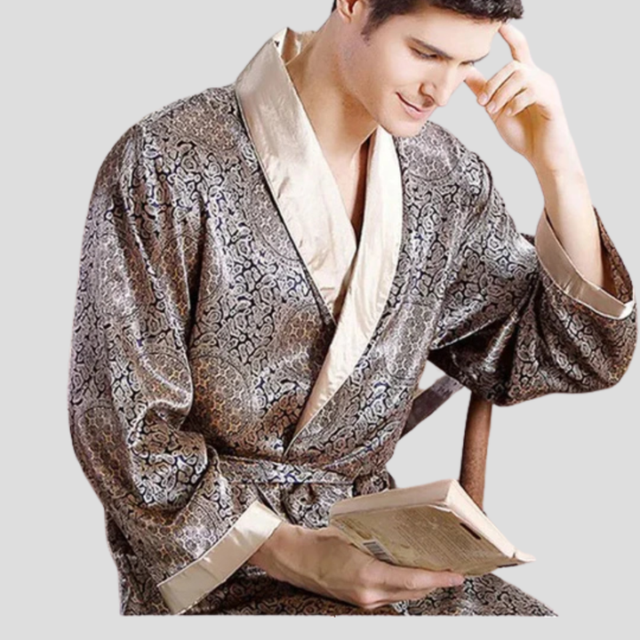 Kimono-badekåpe i sateng for menn