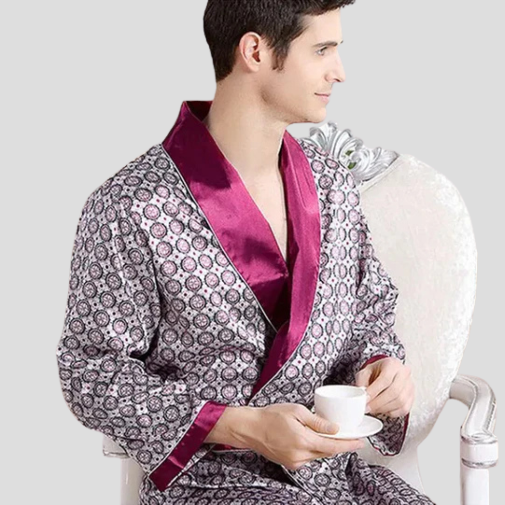 Kimono-badekåpe i sateng for menn
