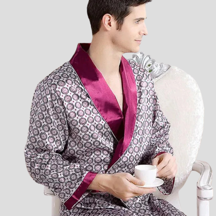 Kimono-badekåpe i sateng for menn