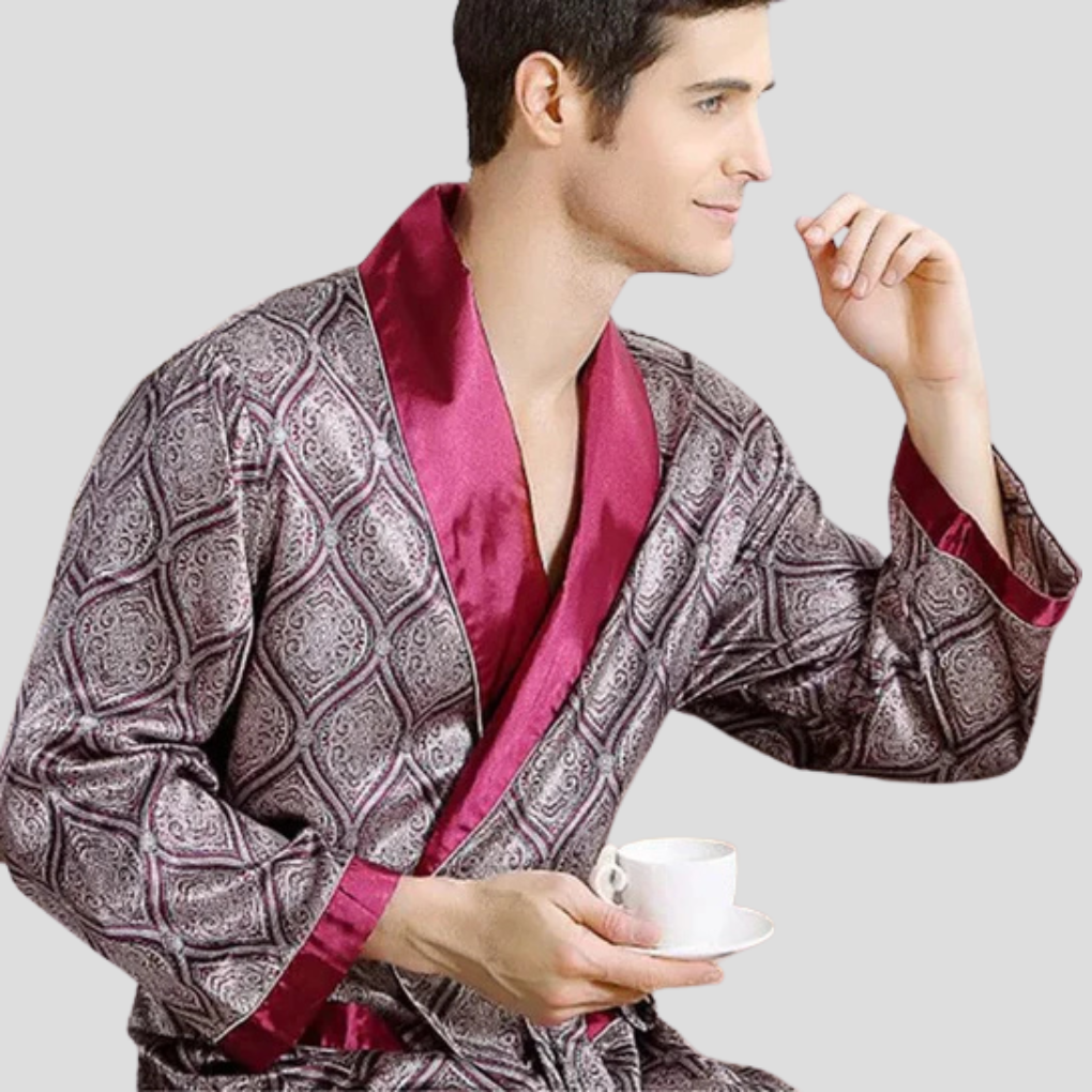 Kimono-badekåpe i sateng for menn
