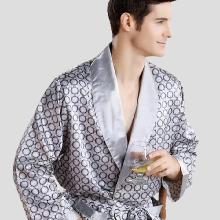 Kimono-badekåpe i sateng for menn