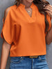 V-neck blouse with short, flared sleeves