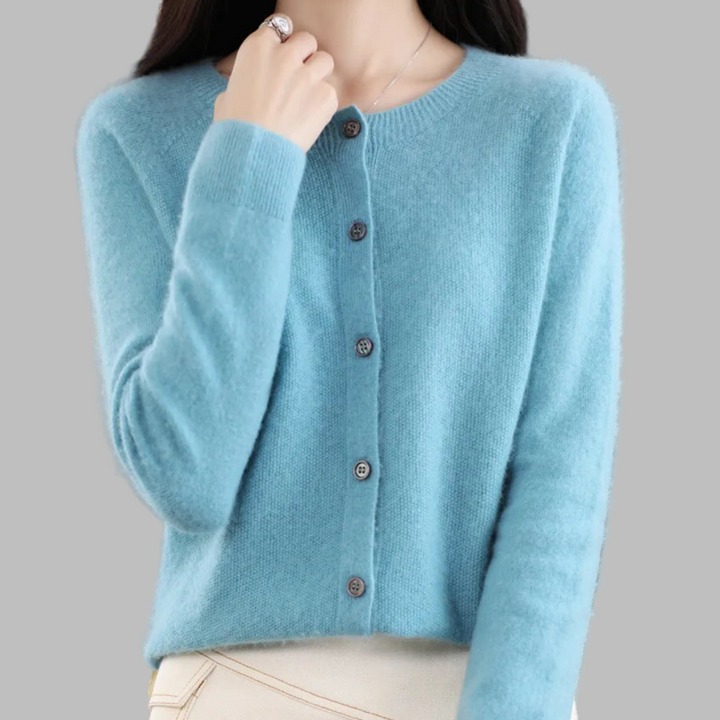 Women's cardigan with O-neck