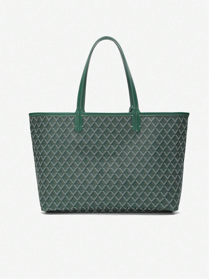 Uformell Skulderveske i PVC for Dame | Tote Bag | Stor og Lett Veske for Studenter