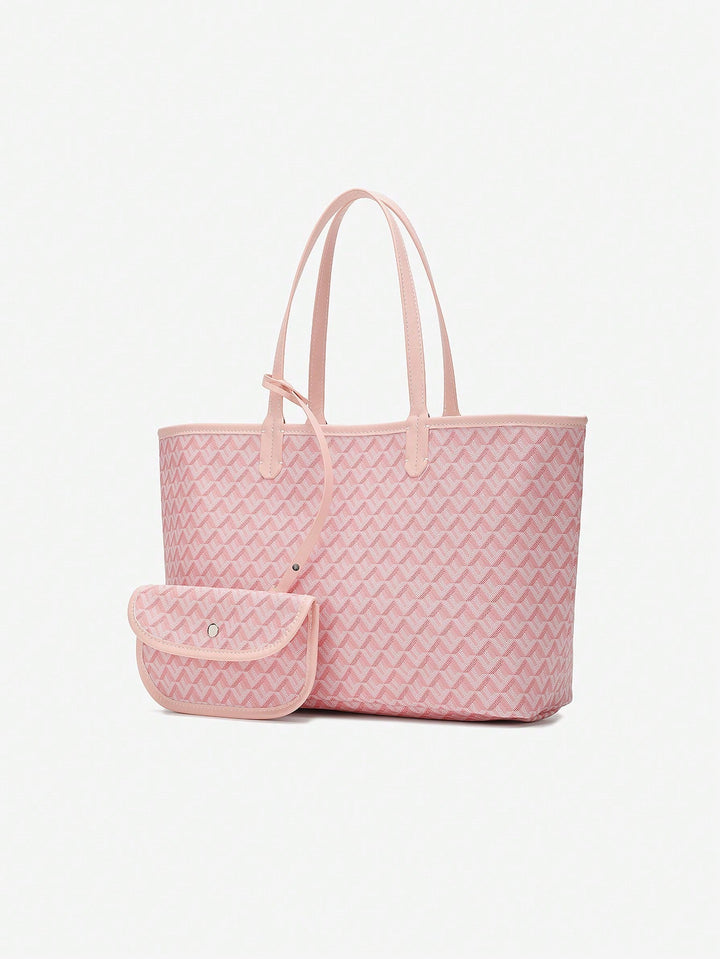 Uformell Skulderveske i PVC for Dame | Tote Bag | Stor og Lett Veske for Studenter