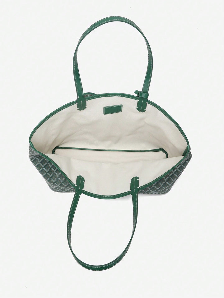 Uformell Skulderveske i PVC for Dame | Tote Bag | Stor og Lett Veske for Studenter