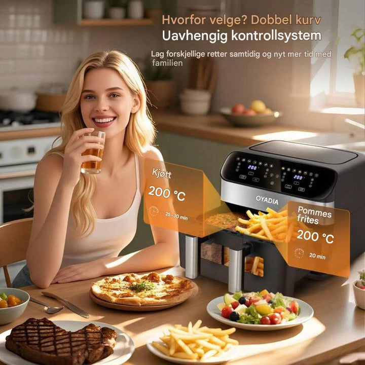 12-in-1 Heißluftfritteuse mit zwei Zonen und 2-Korbsystem