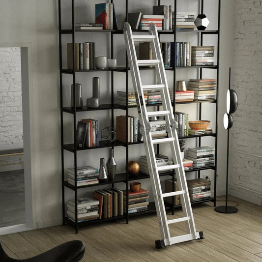 14-i-1 flerbruks kombinasjonsstige i aluminiumslegering 4,7 m/15,5 fot sammenleggbare trinn 150 kg/330 lbs kapasitet