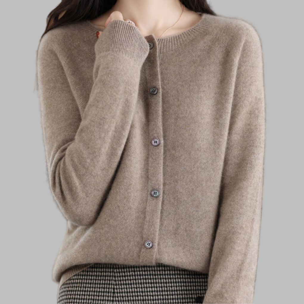 Women's cardigan with O-neck