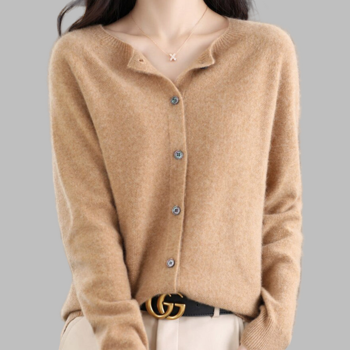 Women's cardigan with O-neck