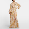 Elegant midi ball gown in linen and silk for women