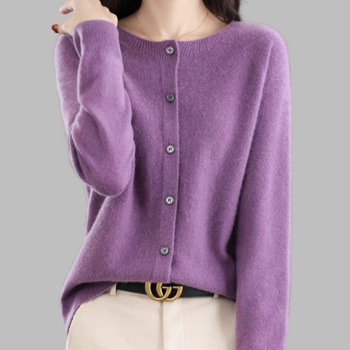 Women's cardigan with O-neck