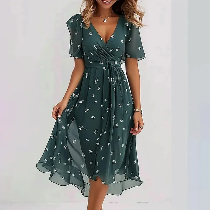 Flowy Floral Sommerkjole (Kne-Lengde)