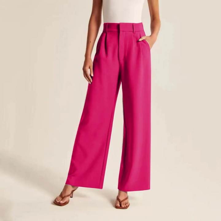 High-waisted pleated trousers with linen feel