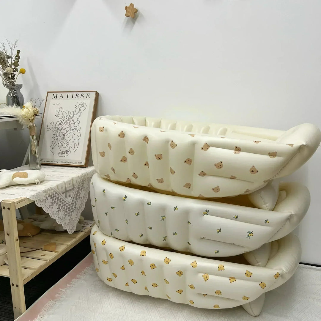Oppblåsbart badekar for baby, for reise
