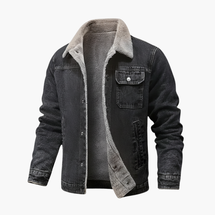 Menns fleece-fôret denimjakke salgpris