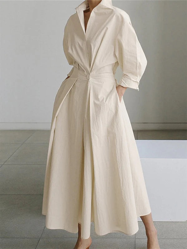 Elegant Maxi-kjole med Vintage Halslinje