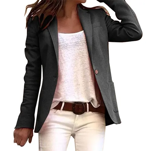 Avslappet Blazer med Lange Ermer for Kvinner
