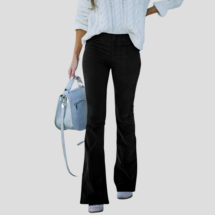 Women's pants with high waist in vintage corduroy