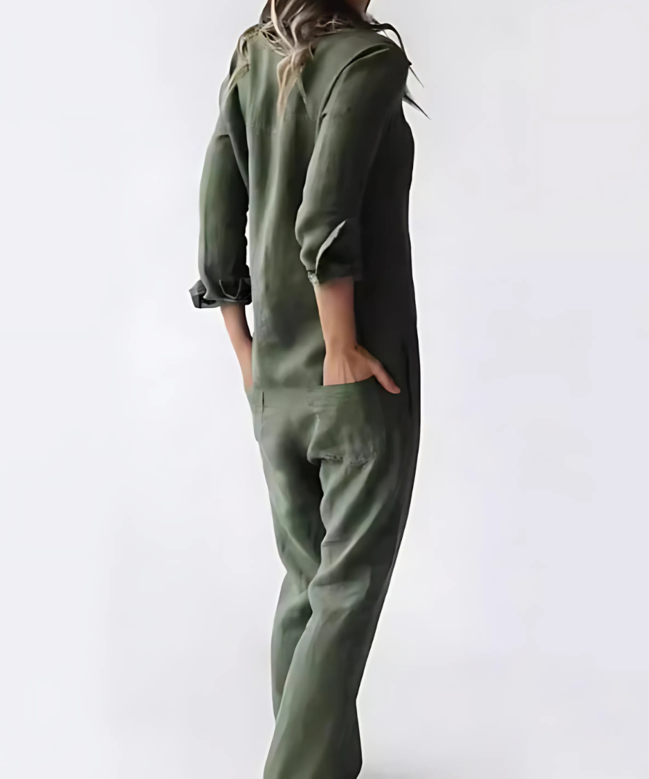 Bomull-Lin Jumpsuit for Kvinner