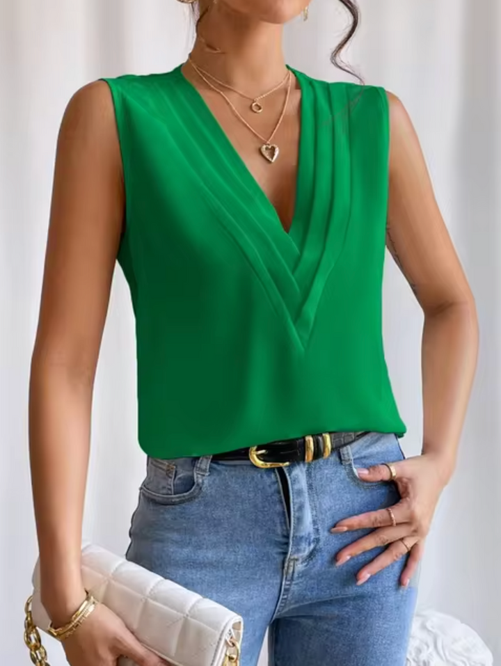 Elegant sleeveless top with V-neck for women