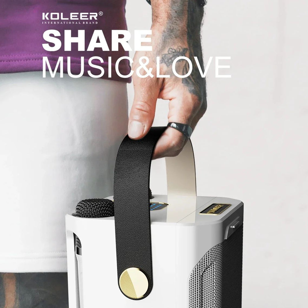 Kraftig Bluetooth Karaoke-Høyttaler – Bærbar Trådløs Subwoofer med 360° Surroundlyd og Dobbel Mikrofon