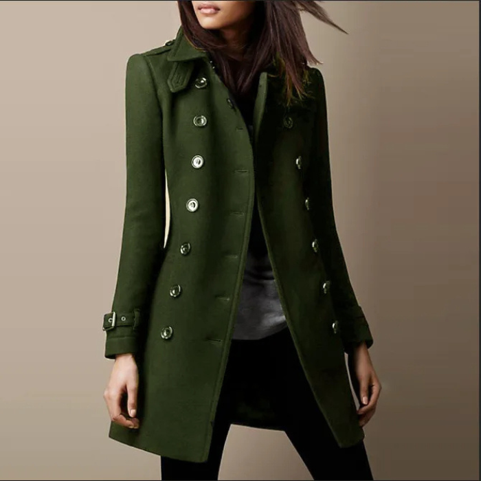 Elegant Dobbelt-Breasted Kvinners Trench Coat