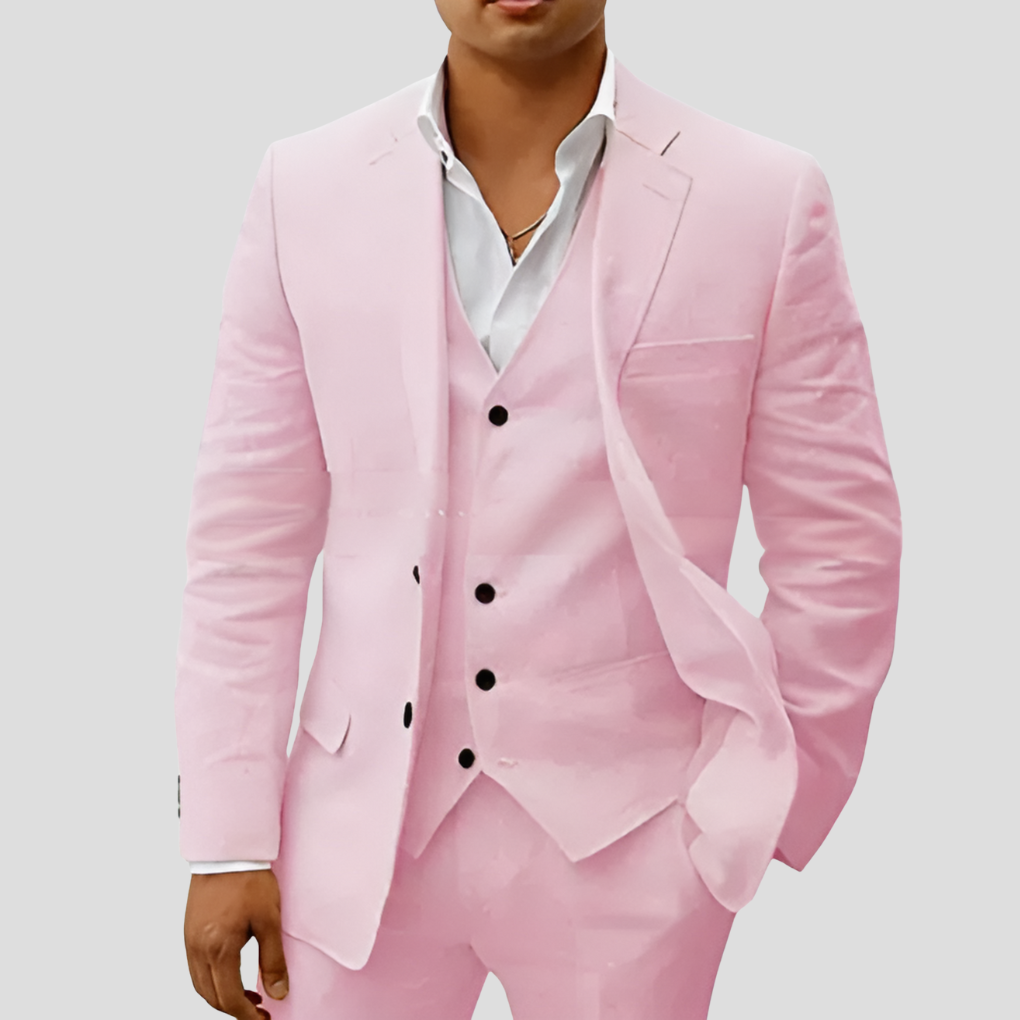 Dreiteiliges Leinenanzug für Herren: Blazer, Weste und Hose