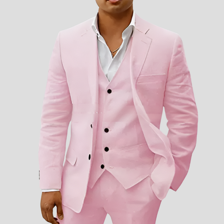 Dreiteiliges Leinenanzug für Herren: Blazer, Weste und Hose